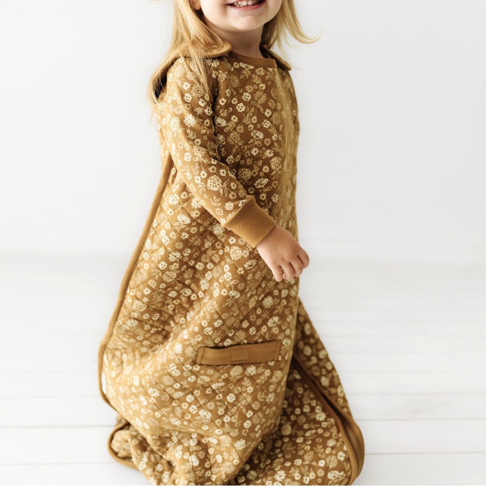 Cozy Gold Floral Kids Pajama Sleep Sack